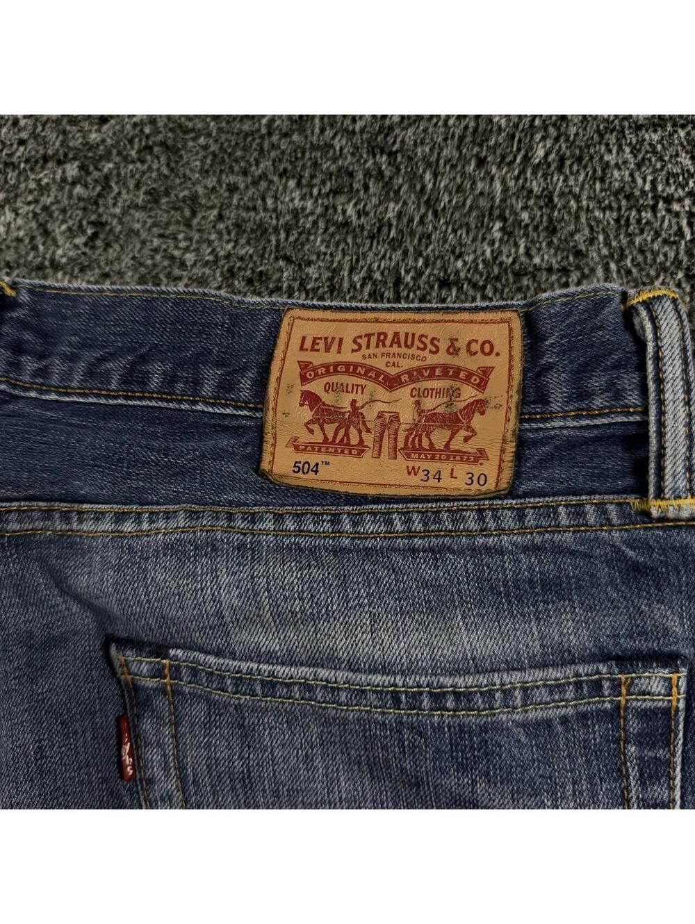 Y2K Grunge Rockstar Archive Levi’s 504 Straight Leg Faded Jeans - Fits 34x29! - Picture 6 of 7